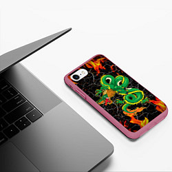 Чехол iPhone 7/8 матовый Дракон Огонь Dragon Fire, цвет: 3D-малиновый — фото 2
