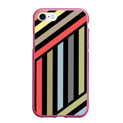 Чехол iPhone 7/8 матовый Абстрактный полосатый узор, цвет: 3D-малиновый