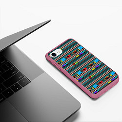 Чехол iPhone 7/8 матовый Детский полосатый узор, цвет: 3D-малиновый — фото 2