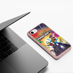 Чехол iPhone 7/8 матовый MINECRAFT МАЙНКРАФТ Z, цвет: 3D-светло-розовый — фото 2