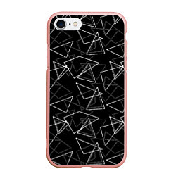 Чехол iPhone 7/8 матовый Черно-белый геометрический, цвет: 3D-светло-розовый