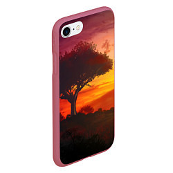Чехол iPhone 7/8 матовый СОЛНЦЕ НАД АФРИКОЙ, цвет: 3D-малиновый — фото 2