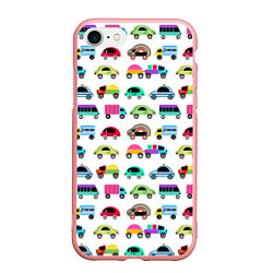Чехол iPhone 7/8 матовый Веселые машинки, цвет: 3D-баблгам