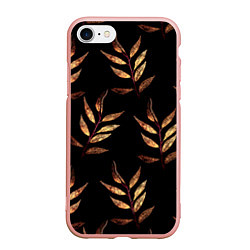Чехол iPhone 7/8 матовый Золотисто-красные листья, цвет: 3D-светло-розовый