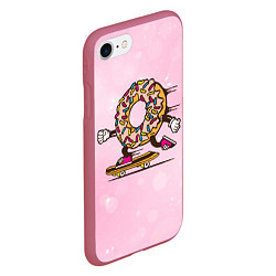 Чехол iPhone 7/8 матовый Пончик на скейте, цвет: 3D-малиновый — фото 2