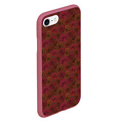 Чехол iPhone 7/8 матовый Цветочный коричневый ретро, цвет: 3D-малиновый — фото 2