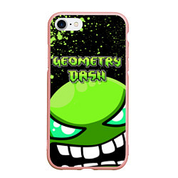 Чехол iPhone 7/8 матовый Geometry Dash Green, цвет: 3D-светло-розовый