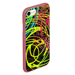 Чехол iPhone 7/8 матовый Разноцветные спирали, цвет: 3D-малиновый — фото 2