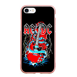 Чехол iPhone 7/8 матовый ACDC гитара, цвет: 3D-светло-розовый