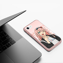 Чехол iPhone 7/8 матовый Zero Two Darling in the Franxx, цвет: 3D-светло-розовый — фото 2