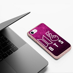 Чехол iPhone 7/8 матовый BTS БТС K-Heart Z, цвет: 3D-светло-розовый — фото 2