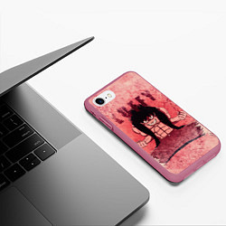 Чехол iPhone 7/8 матовый Свирепый Луффи, цвет: 3D-малиновый — фото 2