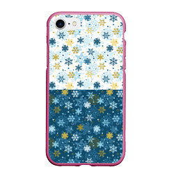 Чехол iPhone 7/8 матовый Падают Снежинки, цвет: 3D-малиновый