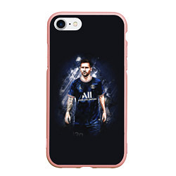 Чехол iPhone 7/8 матовый Lionel Messi Paris Saint-Germain, цвет: 3D-светло-розовый