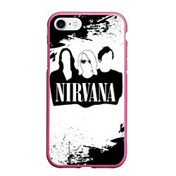 Чехол iPhone 7/8 матовый Нирвана Рок Группа Гранж ЧБ Nirvana, цвет: 3D-малиновый