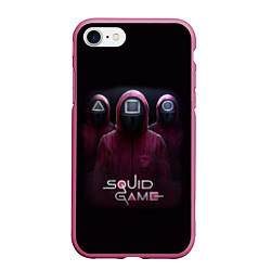Чехол iPhone 7/8 матовый SQUID GAME ИГРА В КАЛЬМАРА СОТРУДНИКИ, цвет: 3D-малиновый