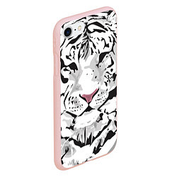 Чехол iPhone 7/8 матовый Белый снежный тигр, цвет: 3D-светло-розовый — фото 2