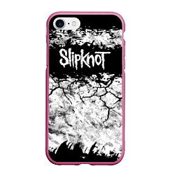 Чехол iPhone 7/8 матовый Надпись Слипкнот Рок Группа ЧБ Slipknot, цвет: 3D-малиновый
