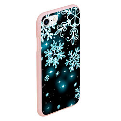 Чехол iPhone 7/8 матовый Космические снежинки, цвет: 3D-светло-розовый — фото 2