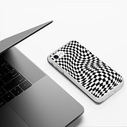 Чехол iPhone 7/8 матовый Черно-белая клетка Black and white squares, цвет: 3D-белый — фото 2