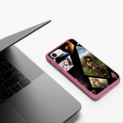 Чехол iPhone 7/8 матовый Атака титанов портреты, цвет: 3D-малиновый — фото 2