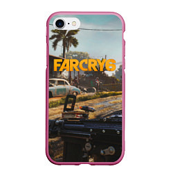 Чехол iPhone 7/8 матовый Far Cry 6 game art, цвет: 3D-малиновый