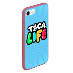 Чехол iPhone 7/8 матовый Toca Life: Logo, цвет: 3D-малиновый — фото 2