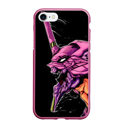 Чехол iPhone 7/8 матовый Evangelion Eva 01, цвет: 3D-малиновый