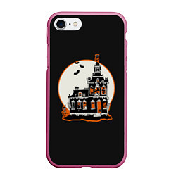 Чехол iPhone 7/8 матовый Gloomy Castle, цвет: 3D-малиновый