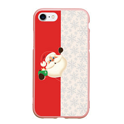 Чехол iPhone 7/8 матовый Дед Мороз селфи, цвет: 3D-светло-розовый
