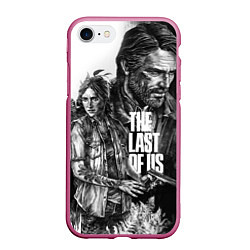 Чехол iPhone 7/8 матовый THE LAST OF US ЧЁРНО БЕЛЫЙ, цвет: 3D-малиновый