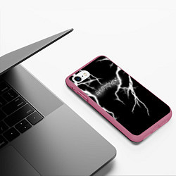 Чехол iPhone 7/8 матовый GHOSTEMANE Lightning Гостмейн Молния Надпись, цвет: 3D-малиновый — фото 2