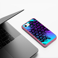 Чехол iPhone 7/8 матовый GENSHIN NEON PATTERN SYMBOL НЕОН ЭМБЛЕМЫ, цвет: 3D-малиновый — фото 2