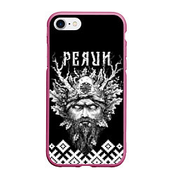 Чехол iPhone 7/8 матовый Славянский бог Перун, цвет: 3D-малиновый