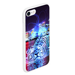 Чехол iPhone 7/8 матовый Плывущий неоновый тигр, цвет: 3D-белый — фото 2