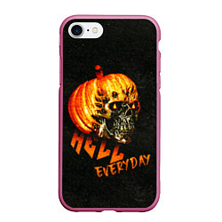 Чехол iPhone 7/8 матовый Helloween череп тыква scull pumkin, цвет: 3D-малиновый