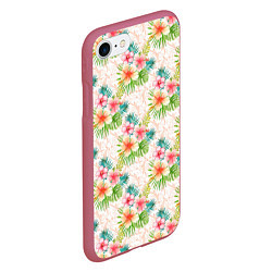 Чехол iPhone 7/8 матовый Гавайские цветы, цвет: 3D-малиновый — фото 2