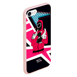 Чехол iPhone 7/8 матовый Игра в кальмара - девушка с котиком, цвет: 3D-светло-розовый — фото 2