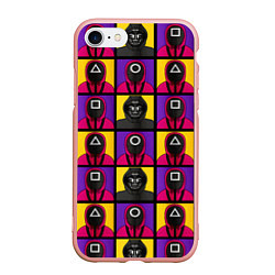 Чехол iPhone 7/8 матовый ИГРА В КАЛЬМАРА ОХРАНА ВЕДУЩИЙ, цвет: 3D-светло-розовый