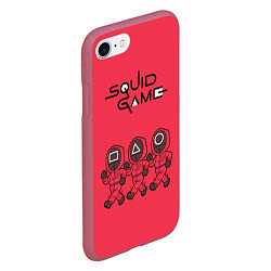 Чехол iPhone 7/8 матовый Игра в кальмара: шагающие стражники, цвет: 3D-малиновый — фото 2