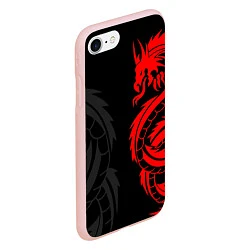 Чехол iPhone 7/8 матовый КРАСНЫЙ ДРАКОН ТАТУ RED DRAGON TATTOO, цвет: 3D-светло-розовый — фото 2