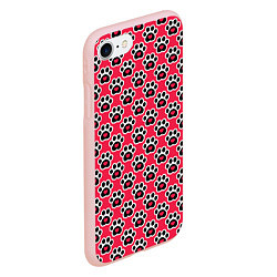 Чехол iPhone 7/8 матовый Следы от Лап с Сердечками, цвет: 3D-светло-розовый — фото 2
