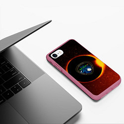 Чехол iPhone 7/8 матовый SPACE X сингулярность, цвет: 3D-малиновый — фото 2