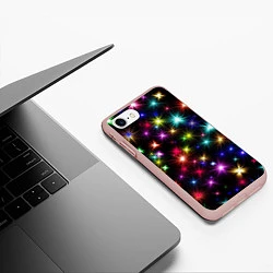 Чехол iPhone 7/8 матовый ПРАЗДНИЧНЫЕ ОГОНЬКИ, цвет: 3D-светло-розовый — фото 2