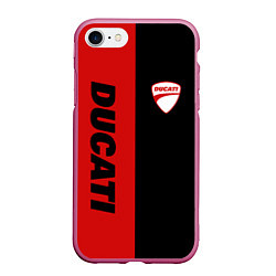 Чехол iPhone 7/8 матовый DUCATI BLACK RED BACKGROUND, цвет: 3D-малиновый