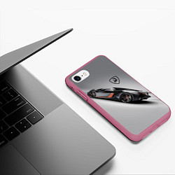 Чехол iPhone 7/8 матовый Lamborghini - не для всех!, цвет: 3D-малиновый — фото 2