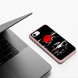Чехол iPhone 7/8 матовый MAZDA RX 7 Мазда при свете красной луны, цвет: 3D-светло-розовый — фото 2