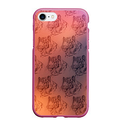 Чехол iPhone 7/8 матовый Тигровый паттерн, цвет: 3D-малиновый
