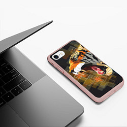 Чехол iPhone 7/8 матовый Тигр в гневе, цвет: 3D-светло-розовый — фото 2