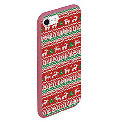 Чехол iPhone 7/8 матовый Deer Christmas Pattern, цвет: 3D-малиновый — фото 2